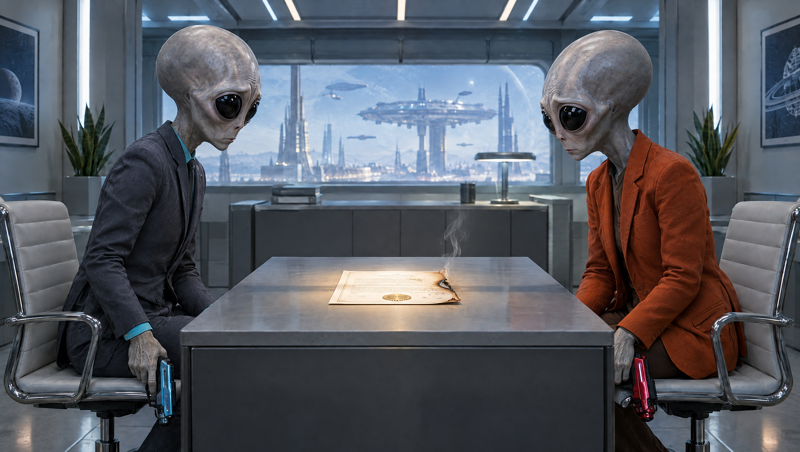 Gray alien contract duel end keyframe